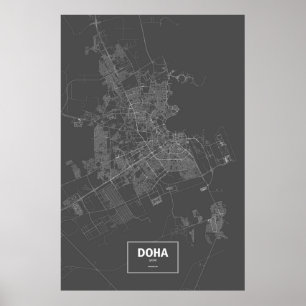 Doha, Qatar (vit på svart) Poster