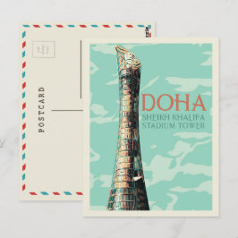 Doha Sheikh Khalifa Stadium illustration Qatar Pos Vykort