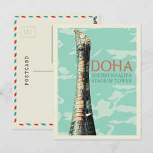 Doha Sheikh Khalifa Stadium illustration Qatar Pos Vykort
