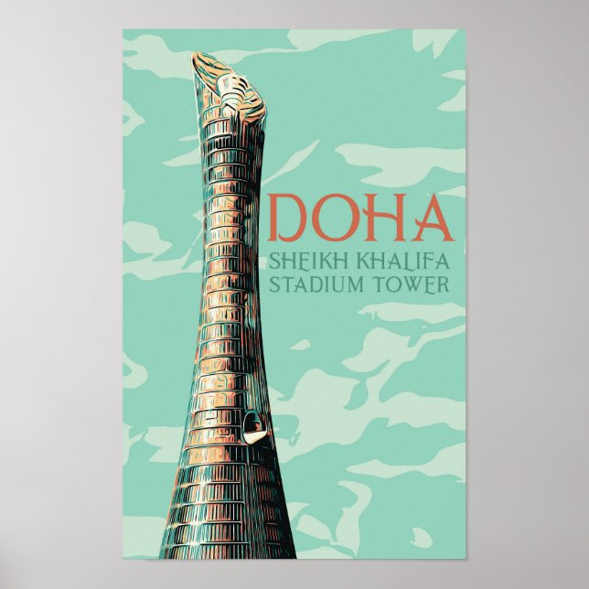 Doha Sheikh Khalifa Stadium illustration Qatar Poster (Framsidan)