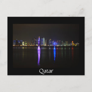 Doharundans Skyline, Qatar på nattsvart vykort