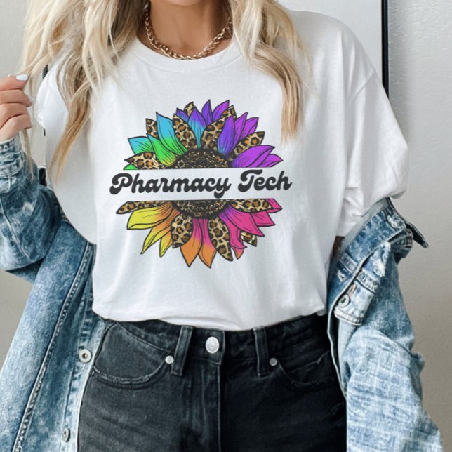 Dohastyrket Rainbow Solros T Shirt (Pharmacy Tech Profession Rainbow Sunflower T-Shirt
)