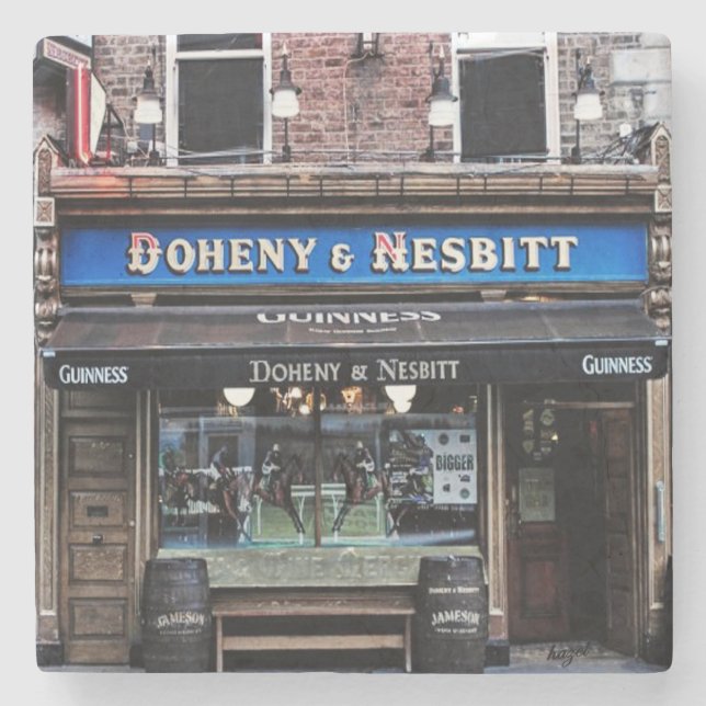 Doheny och Nesbitt, irländsk PubmarmorCoaster. Stenunderlägg (Framsidan)