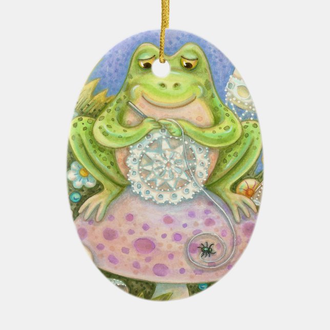 Doilies gör en hoppy Home OVAL ORNAMENT Frog (Framsidan)