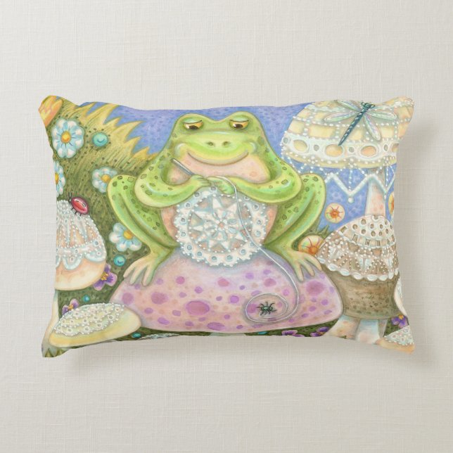 Doiliter gör en hoppy Home FROG ACCENT PILLOW Prydnadskudde (Framsidan)