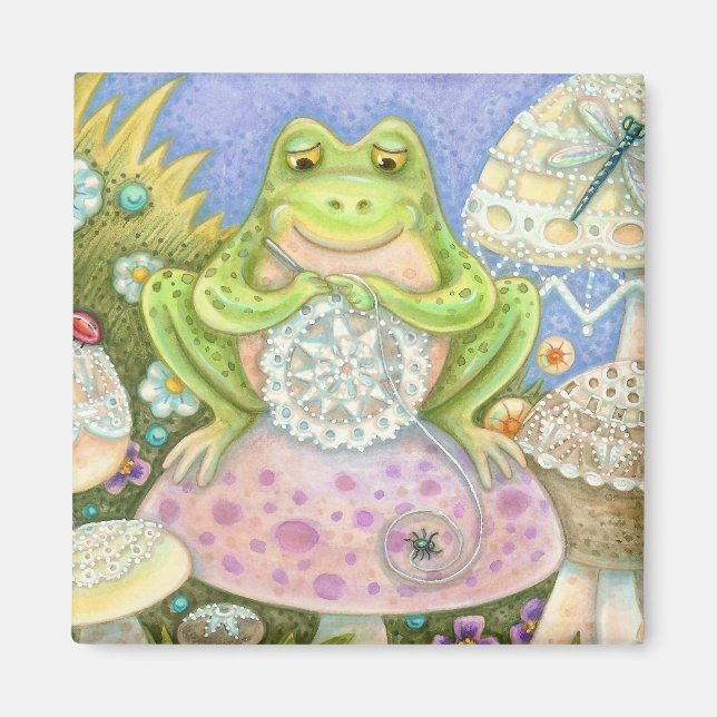 Doiliter gör en hoppy Home FROG MAGNET Square (Framsidan)