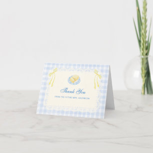 Doily Ram Bröllopsdusch Blå Gingham Tack Kort