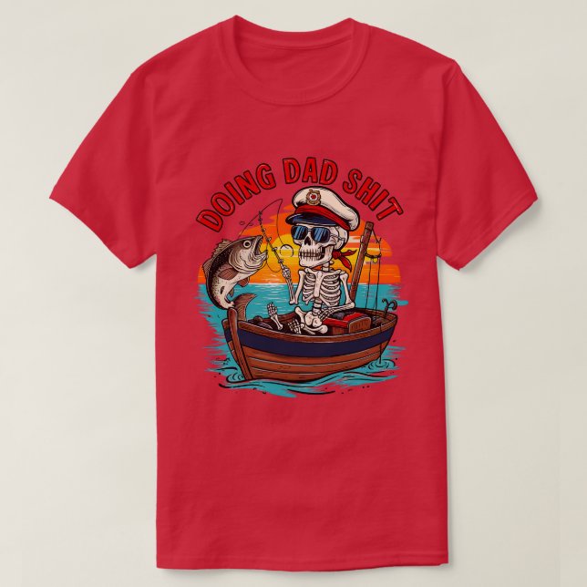 Doing Pappa Funny Skeleton Fiing Funny Fars dag T Shirt (Design framsida)