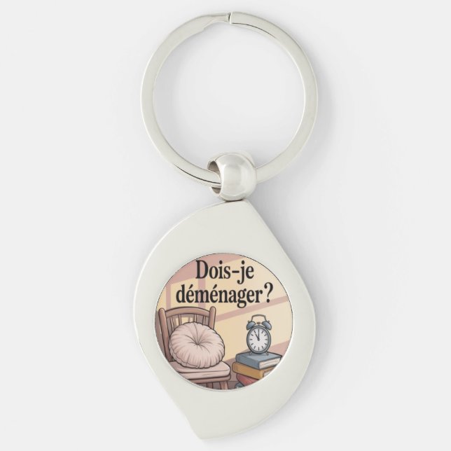 Dois-je déménager ? swirl silverfärgad nyckelring (Framsidan)