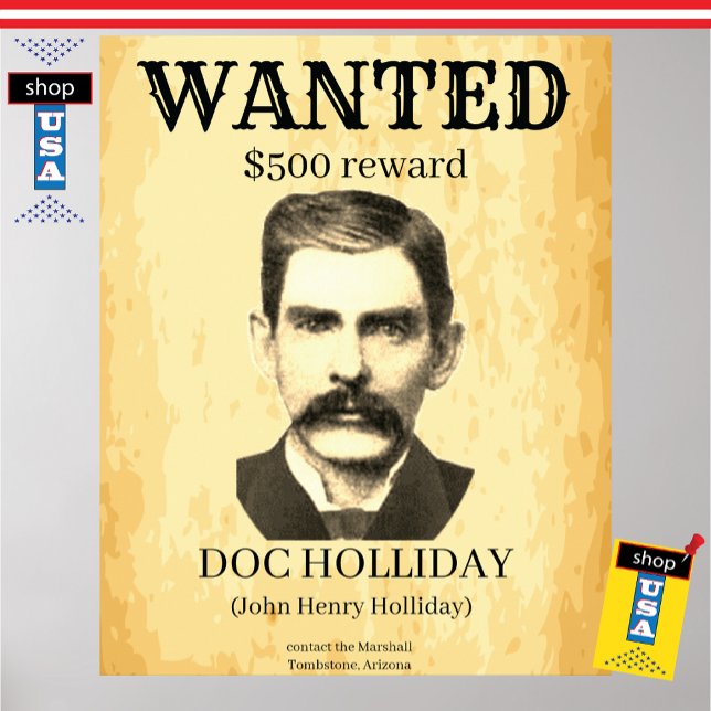 Dok Holliday Wanted Vintage Outlaw Poster (Skapare uppladdad)