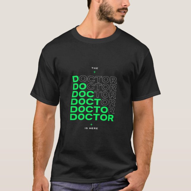 Doktor är här Neon Textdesign T Shirt (Framsida)