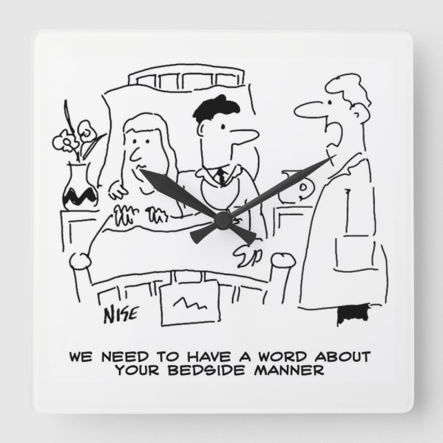 Doktor Bedside Manner Inte Höger. Medicinsk Fyrkantig Klocka (Framsida)