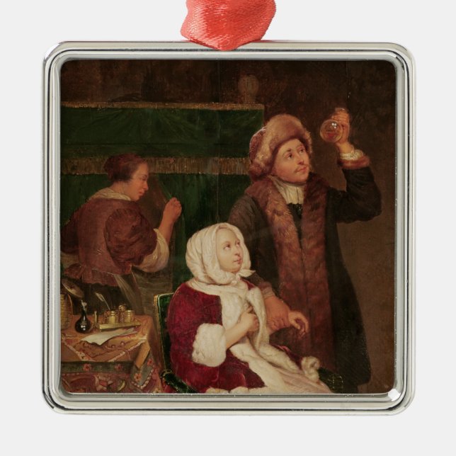 Doktor besök julgransprydnad metall (Framsidan)