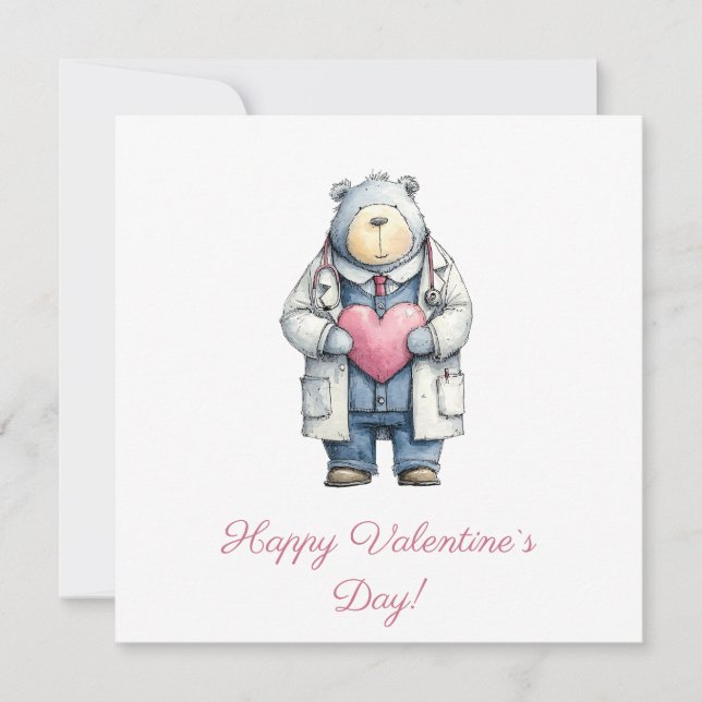 Doktor Björn Valentine Hjärtat Konst Kort (Framsida)
