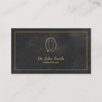 Doktor, Black Canvas Golden Ram & Stethoscope Tidsbeställning Kort