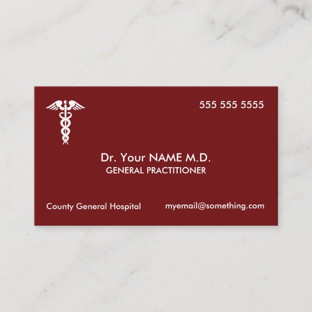 Doktor Caduceus Red Visitkort (Framsida)