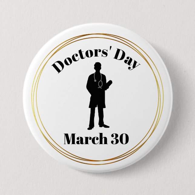 Doktor Day Male Doktor Silhouette Button Knapp (Framsida)