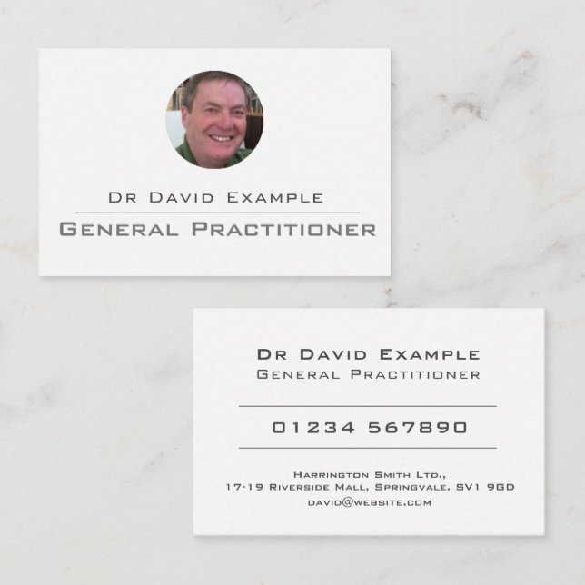 Doktor eller General Practitioner Photo Visitkort (Fram/baksida)