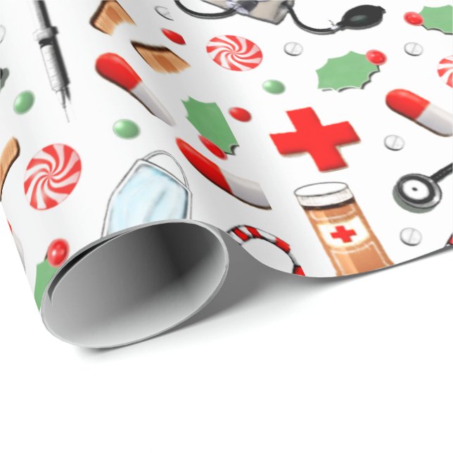 Doktor eller Nurse jul Helgdag Gift Wrapping Pa Presentpapper (Rullad Hörn)
