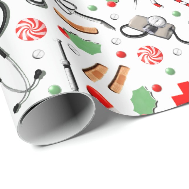 Doktor eller sjuksköterska julklappsinslagning Pa Presentpapper (Rullad Hörn)