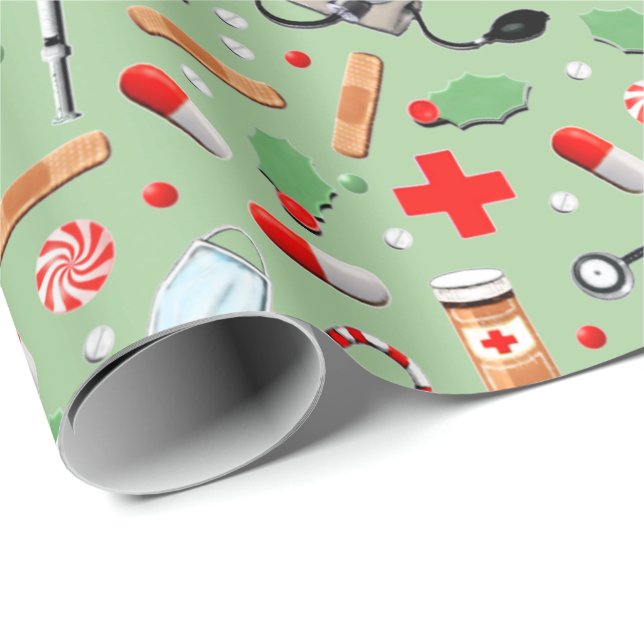 Doktor eller sjuksköterska julklappsinslagning Pa Presentpapper (Rullad Hörn)