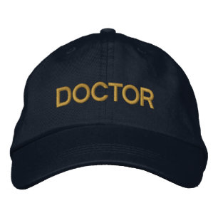 Doktor Embroized Baseball Hat - flottan och Guld Broderad Keps
