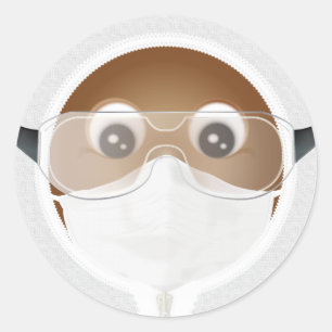 Doktor Emoji Afrikanska amerikan Runt Klistermärke