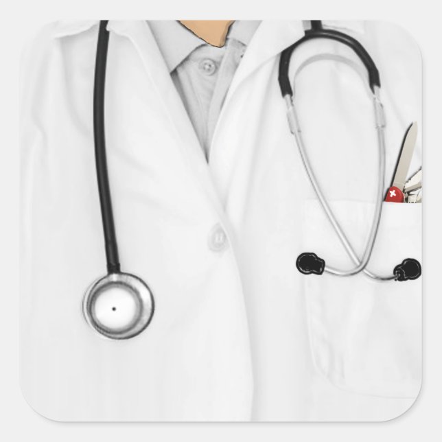 Doktor Fyrkantigt Klistermärke (Framsida)
