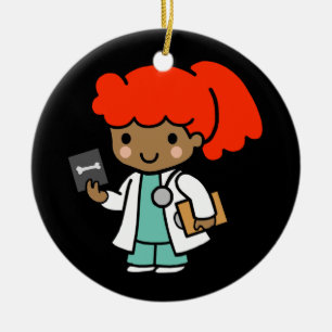 Doktor Girl med Xray Julgransprydnad Keramik