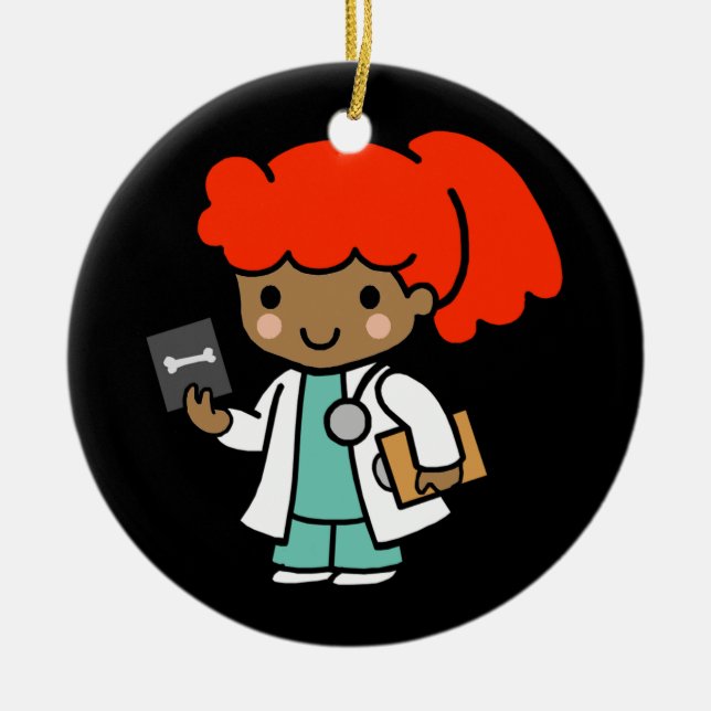 Doktor Girl med Xray Julgransprydnad Keramik (Framsidan)