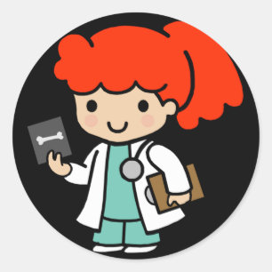 Doktor Girl med Xray Runt Klistermärke