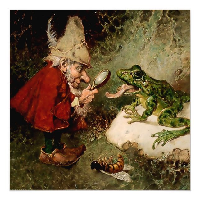 " Doktor Gnome inspekterar grodtunga" av Heinrich  Fototryck (Framsidan)