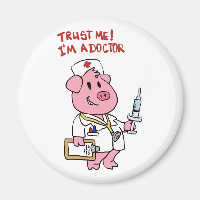 Doktor gris med spruta i handen | Välj tillbaka fä Magnet (Framsidan)