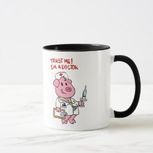 Doktor gris med spruta i handen Välj tillbaka fä Mugg