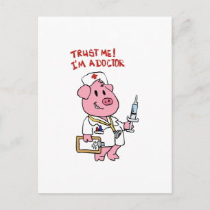 Doktor gris med spruta i handen Välj tillbaka fä Vykort
