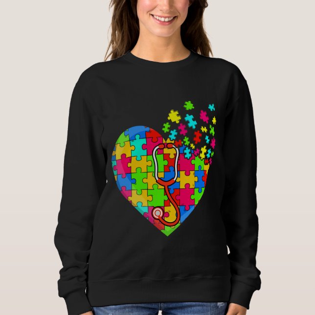Doktor Heart Puzzle Delar Support Autism Awarenes T Shirt (Framsida)