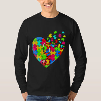 Doktor Heart Puzzle Delar Support Autism Awarenes T Shirt