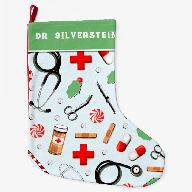 Doktor Helgdag Gift Stor Julstrumpa (Framsidan)