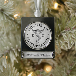 Doktor i Logotypen Chiropraktic Emblem Silverfärgad Julgransprydnad