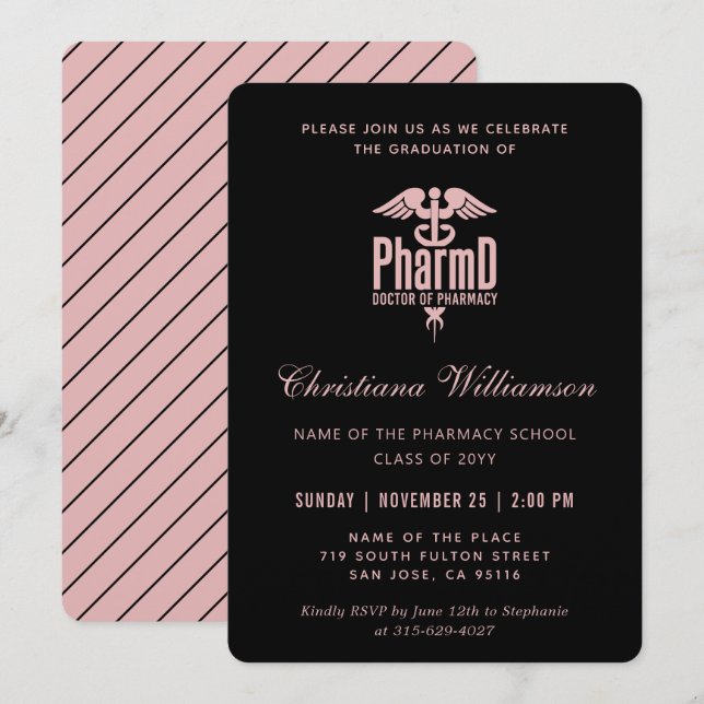 Doktor i Pharmacy PharmD Pharmacy Studenten Inbjudningar (Fram/baksida)