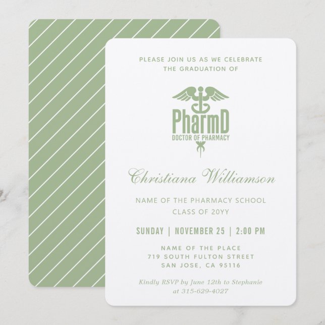 Doktor i Pharmacy PharmD Pharmacy Studenten Inbjudningar (Fram/baksida)