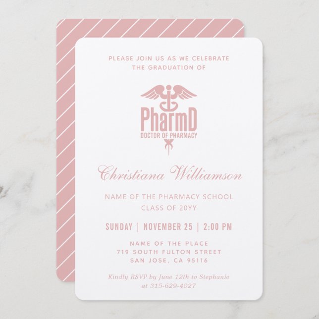 Doktor i Pharmacy PharmD Pharmacy Studenten Inbjudningar (Fram/baksida)