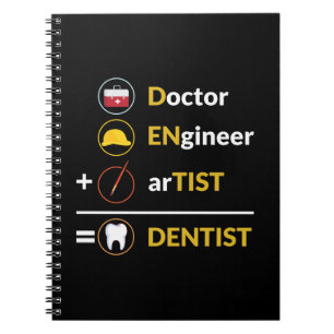 Doktor + Ingenjör + Artist = Dentist Funny Dental Anteckningsbok