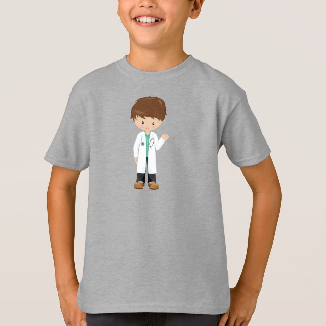 Doktor, lab Jackar, medicin, cute Boy, Brown Hair T Shirt (Framsida)