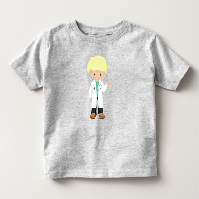 Doktor, Labbrock, Medicin, Söt Pojke, Blondt Hår T Shirt (Framsida)