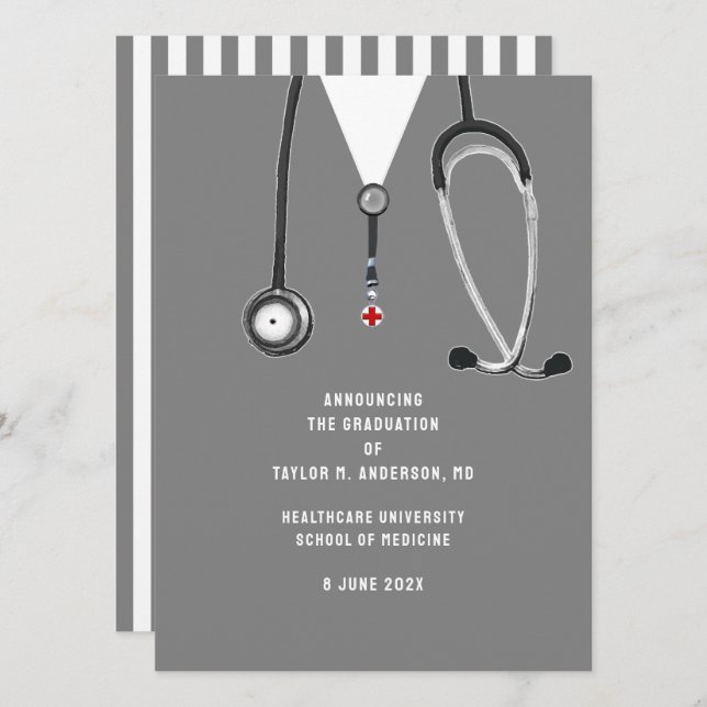 Doktor Läkarutbildningens Examen Annonsering Meddelande (Fram/baksida)