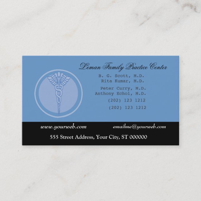 Doktor M.D. Affär och tidsbeställning Kort (Framsida)