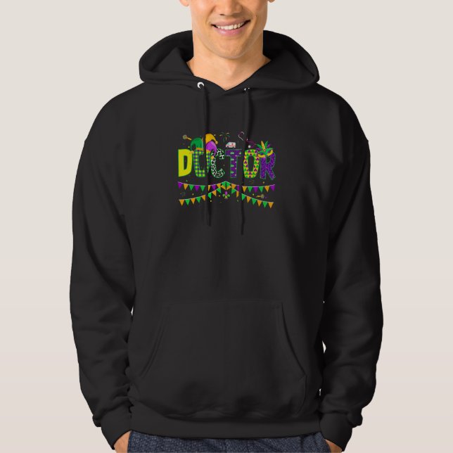 Doktor Mardi Gras Carnival Party Jester Mask Hoodie (Framsida)