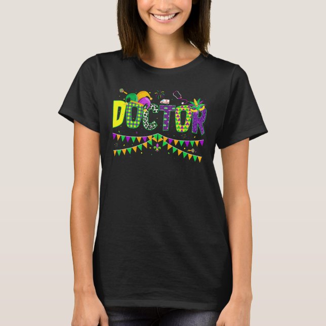 Doktor Mardi Gras Carnival Party Jester Mask T Shirt (Framsida)