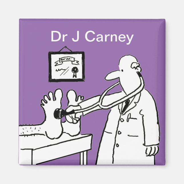 Doktor med Stethoscope Checking Feet Magnet (Framsidan)